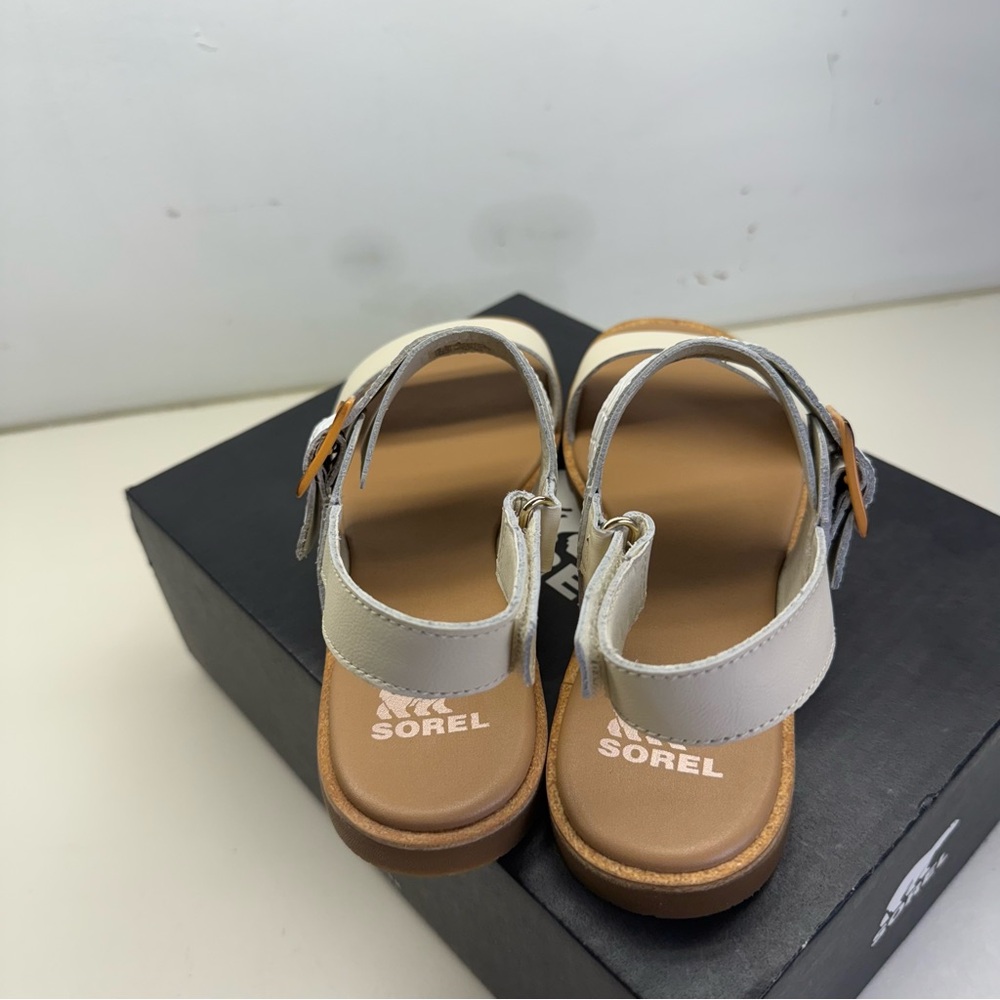 NIB Sorel Ella III Slingback Sandal Chalk White Leather Strappy Comfort 6.5 - Picture 4 of 6